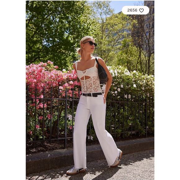 NWT- Free People Strike a Pose Lace Bodysuit ~ Size L ~ White - Picture 2 of 5